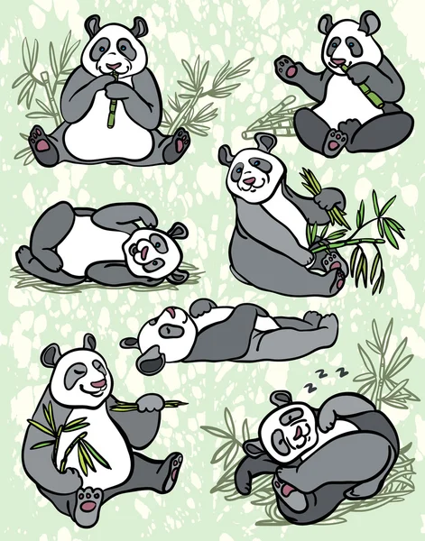 Set of cartoon panda