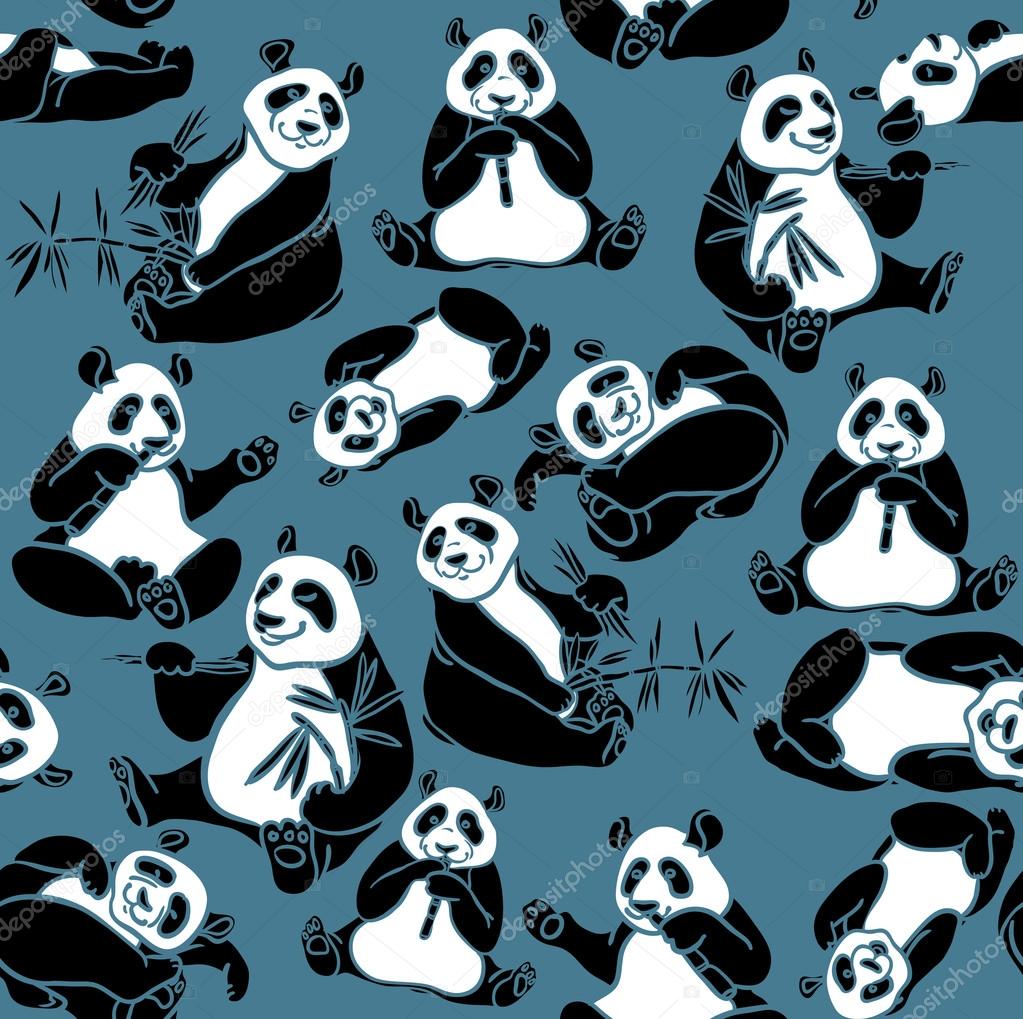 Set of cartoon funny panda