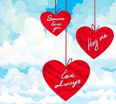 dilek ile kırmızı vektör kalp