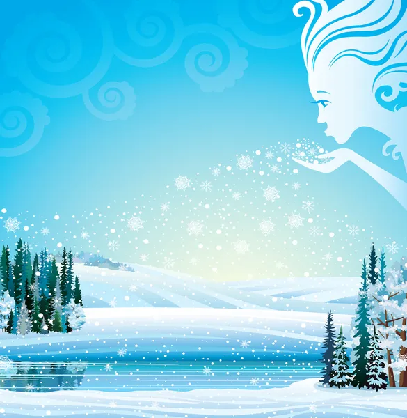 Vector magical winter landscape. — Stock Vector