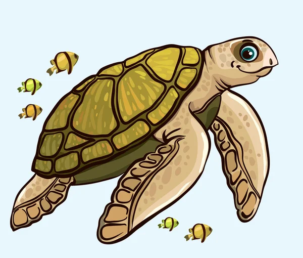 Dessin animé drôle tortue de mer — Image vectorielle
