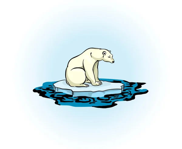 Oso polar y mar contaminado — Vector de stock