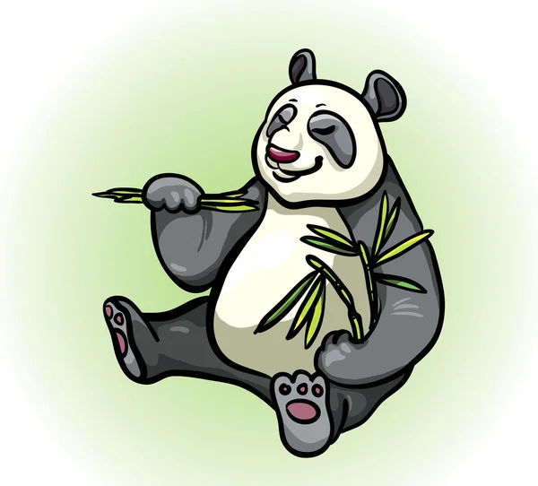 Panda en bamboe bladeren — Stockvector