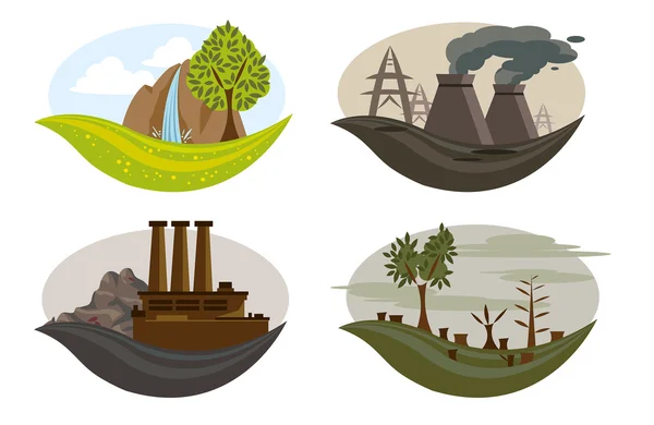 Global problem of pollution on the earth. — Stock Vector