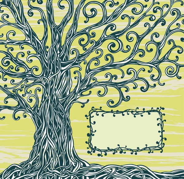 Árbol y marco Grafic . — Vector de stock