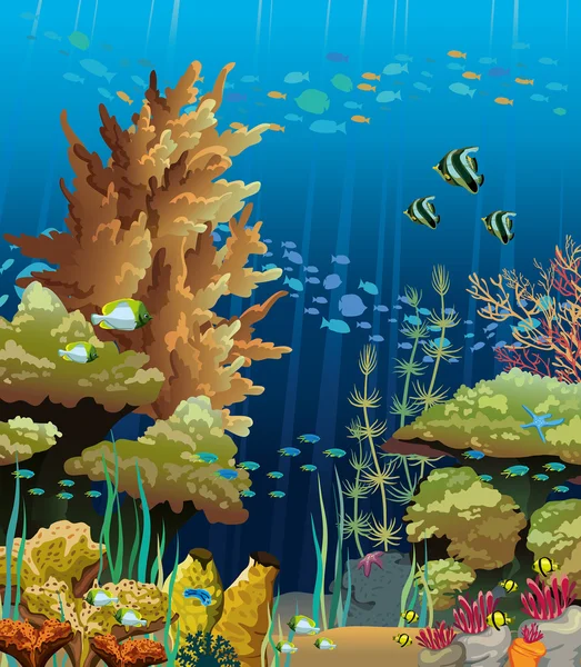 Mercan ile deniz manzarası — Stok Vektör