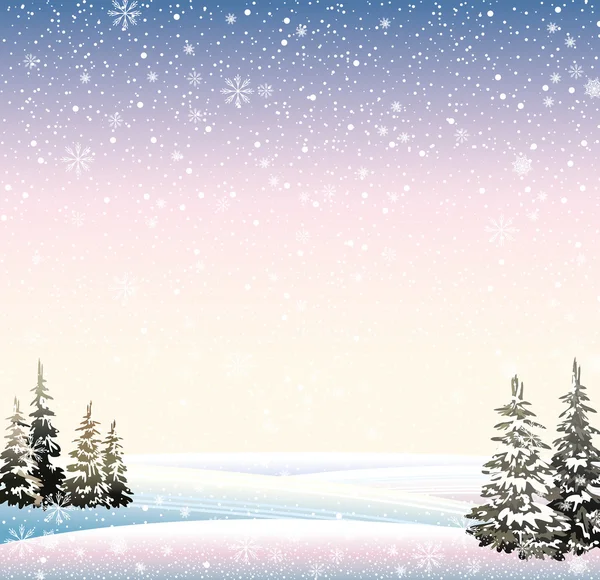 Winter snowy landscape — Stock Vector