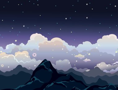 Gece yıldızlı gökyüzü.