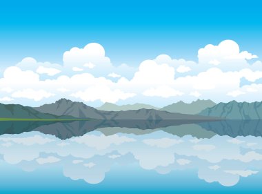 Nature vector - mountains and lake. clipart