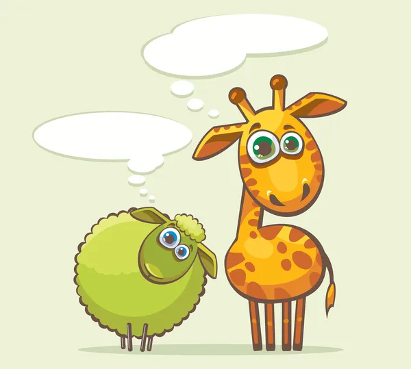 Girafa e Ovelhas . — Vetor de Stock