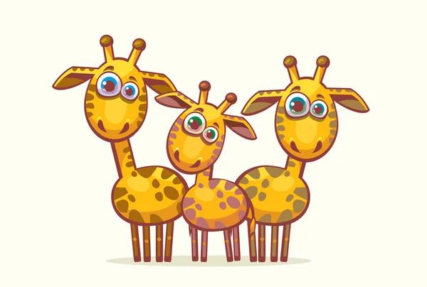 Giraffe dei cartoni animati. Famiglia animale . — Vettoriale Stock