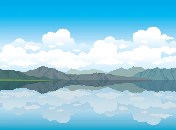 Vector de la naturaleza - montañas y lago . — Vector de stock