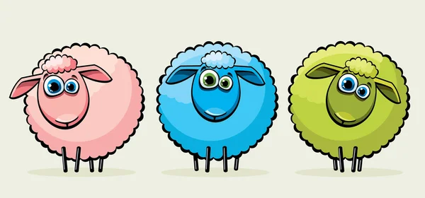 Drie cartoon sheeps. — Stockvector
