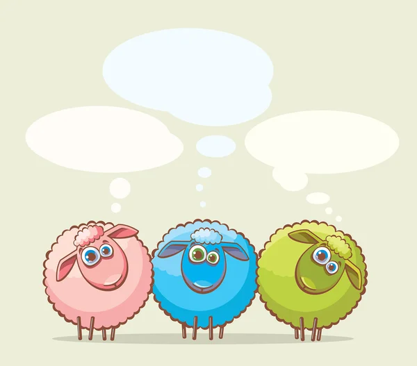 Três ovelhas dos desenhos animados . — Vetor de Stock