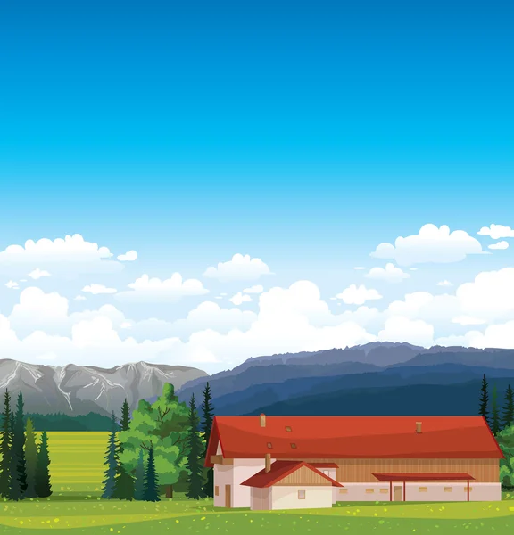 Rural landscape with house. — Stock Vector