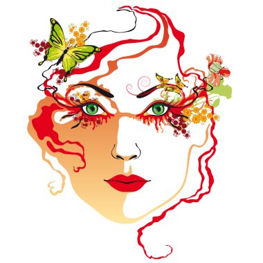 kadının yüzüne, kırmızı