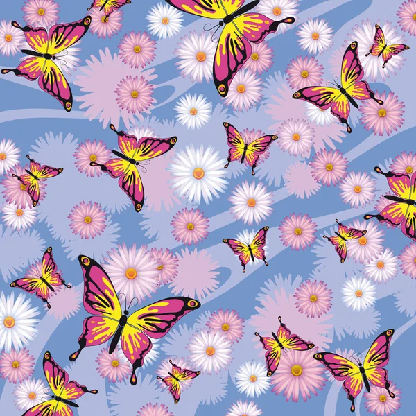 Kelebekler çiçek — Stok Vektör