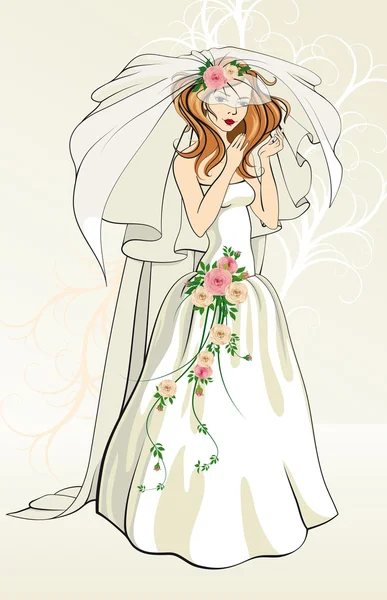 Bride with roses — Stock Vector