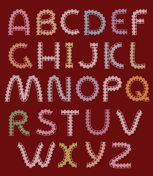 Letras de encaje, alfabeto — Vector de stock