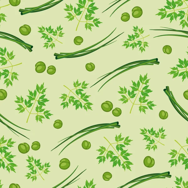 Fond transparent de persil, pois et oignons — Image vectorielle