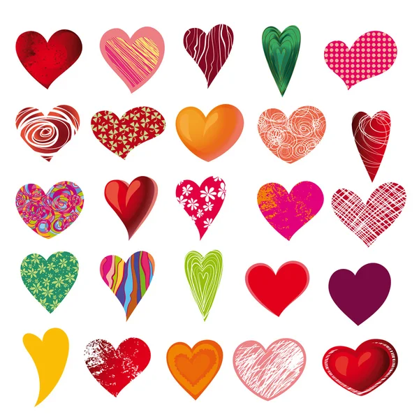 Set of multicolored hearts — Stock Vector