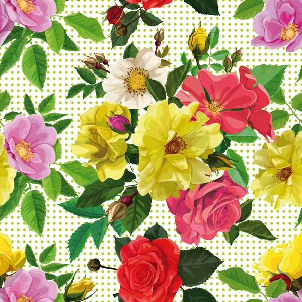 Conjunto de flores coloridas de rosa selvagem —  Vetores de Stock