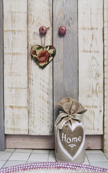 Vintage heart on the door handle — Stock Photo, Image