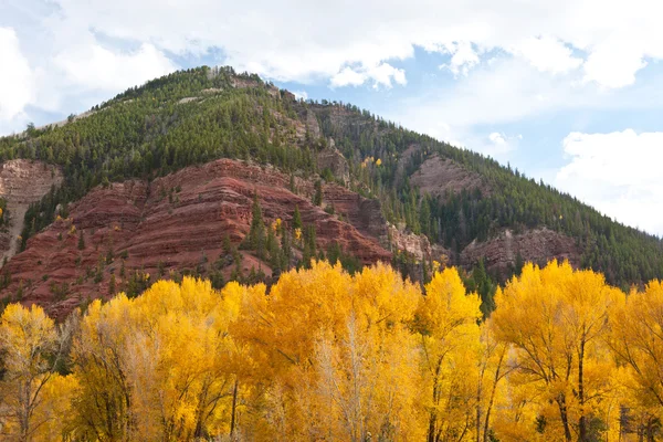 Aspen frame rode rotsen van colorado — Stockfoto