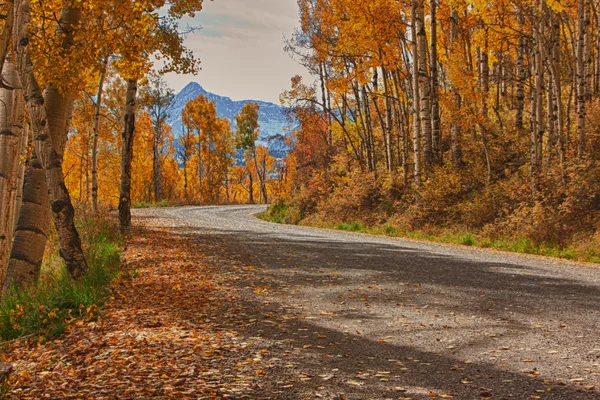 Road to the mountains in fall — Stock Photo, Image