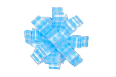 Mavi saten hediye yay. Şerit. beyaz izole