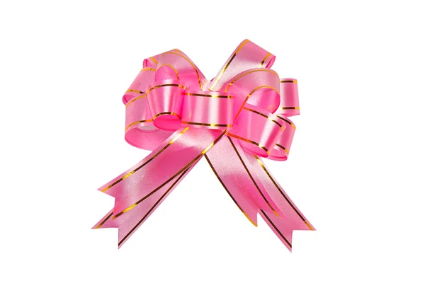 Pink satin gift bow. Ribbon. Isolated on white — Stock Photo, Image