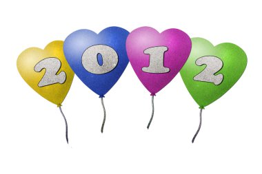 Kağıt arka plan üzerinde balon yeni yıl 2012 geri dönüştürülmüş kağıt zanaat