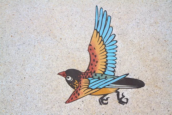 Птах живопис на стіні в китайське храм — стокове фото