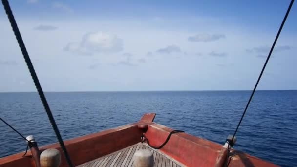 Vista Proa Barco Que Vai Para Mar Aberto — Vídeo de Stock