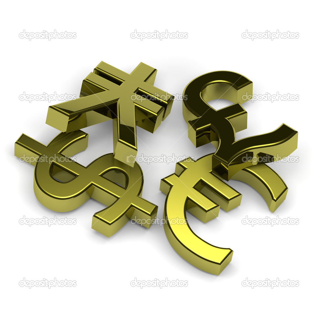 Currency symbols set on white