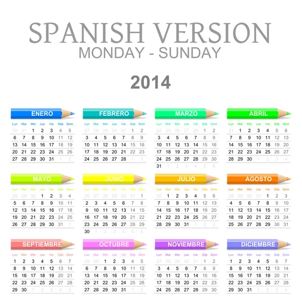 2014 kritor kalender spansk version — Stockfoto