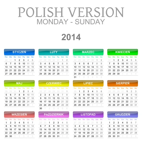 2014 Polish calendar — Stock Photo, Image