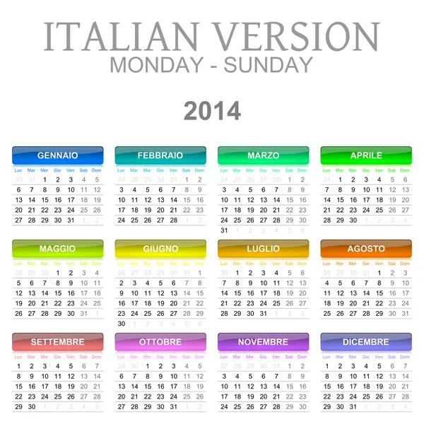 Italiaanse versie van de kalender van 2014 — Stockfoto