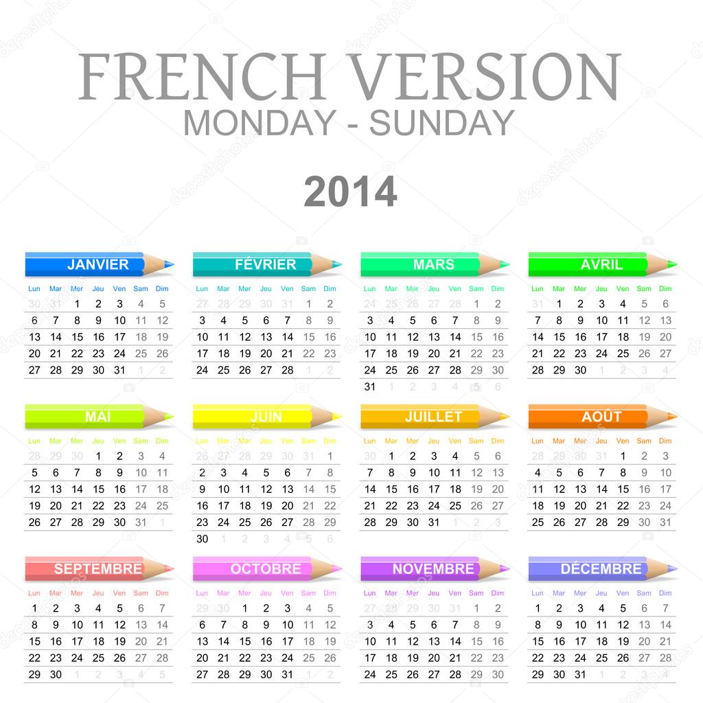 2014 crayons calendar french version