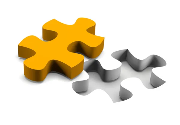 Orange puzzle piece solution concept — Stock Photo, Image