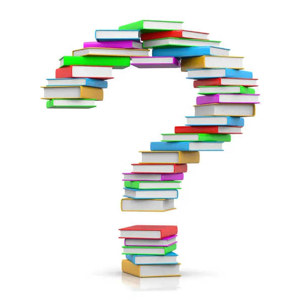 Pile of Books Question Mark — Stock Photo, Image