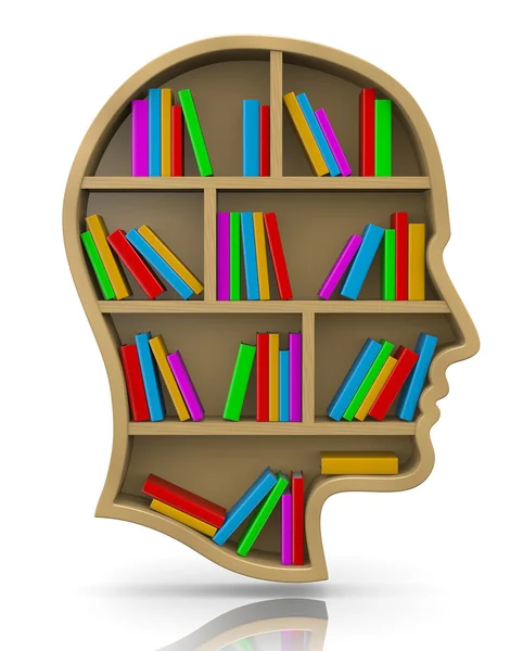 Estante de livros em forma de cabeça humana — Fotografia de Stock