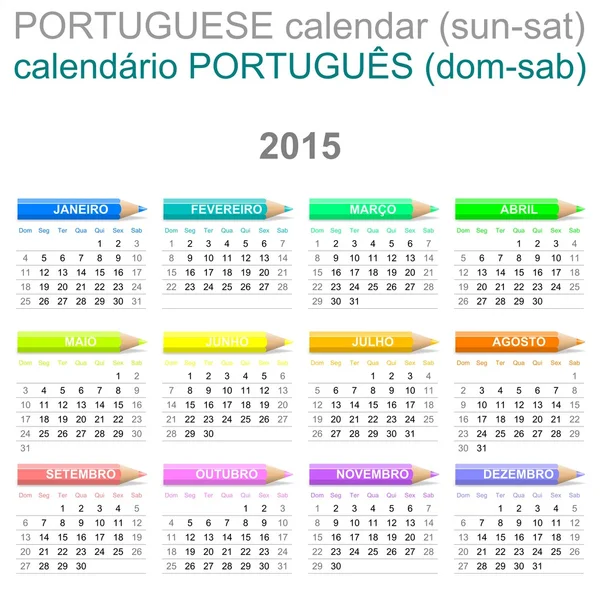 2015 kleurpotloden kalender Portugese versie — Stockfoto