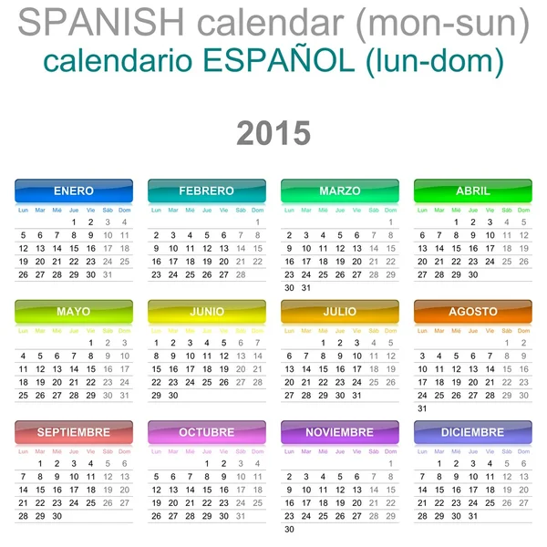 Calendario 2015 Versión en español Lun - Sol —  Fotos de Stock