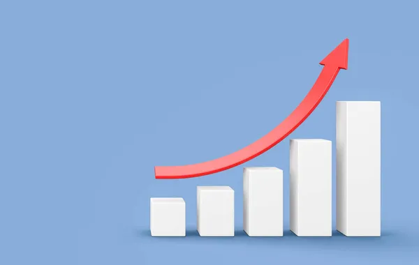 Växande Bar Diagram på blå bakgrund — Stockfoto