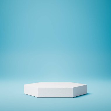 Mavi Arkaplanda Beyaz Altıgen Ürün Podyumu