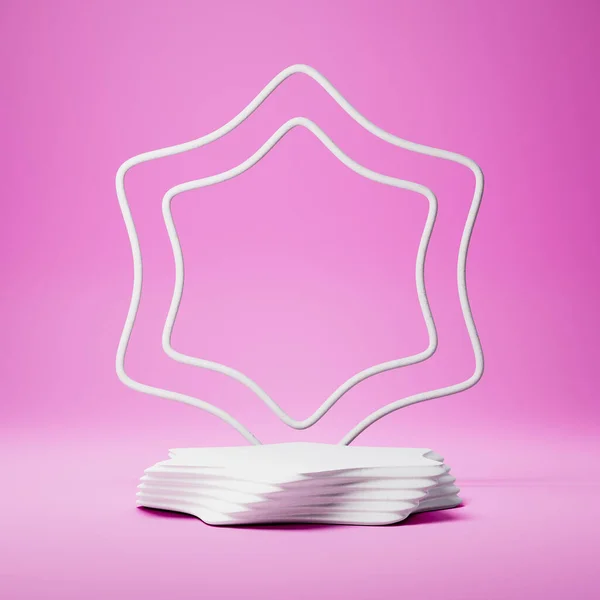 Scène d'affichage de produit en forme d'étoile hexagonale blanche sur fond violet — Photo
