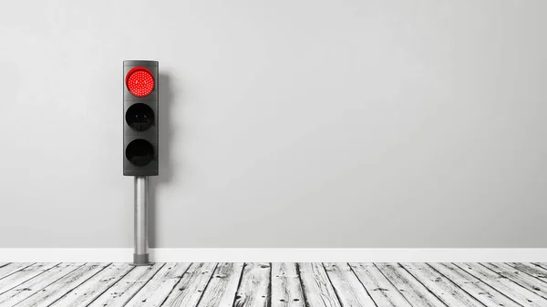 Piros közlekedési lámpa a szobában fénymásolási hellyel — Stock Fotó