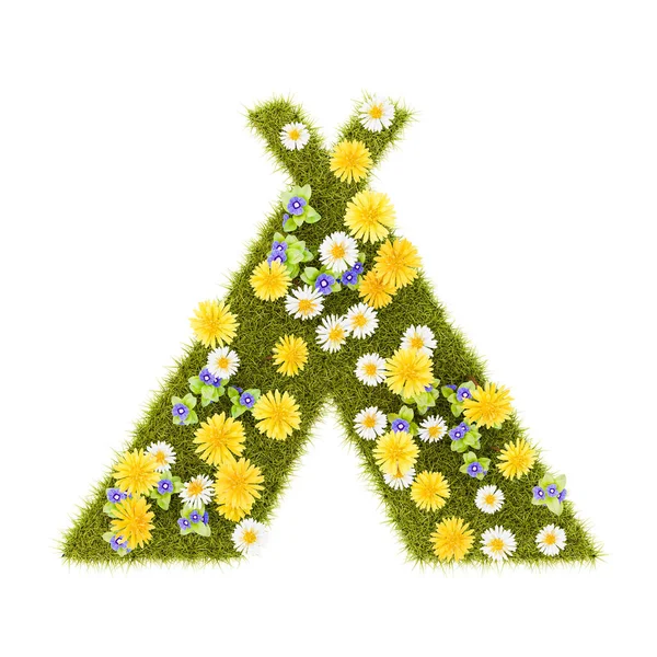 Blomma Gräsmatta Tält Symbol Form Isolerad Vit Bakgrund Illustration — Stockfoto