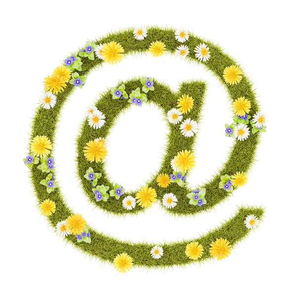 Flowery Grassy Email Sign Shape Aislado Sobre Fondo Blanco Ilustración —  Fotos de Stock